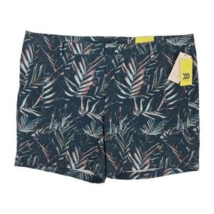 NWT All in Motion Men's Hybrid Swim Trunks Palm Print Green Coral Accents Sz 2XL